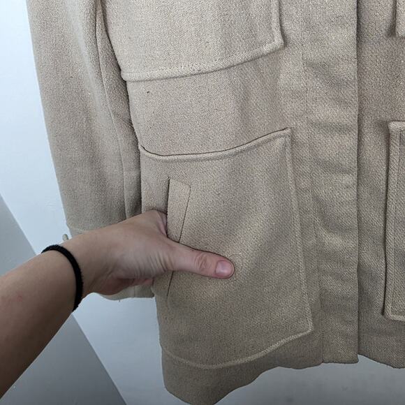 Coffee Shop Tan Preppy Equestrian Wool Blend Outdoor Cute Pea Coat Size XS - Picture 4 of 9